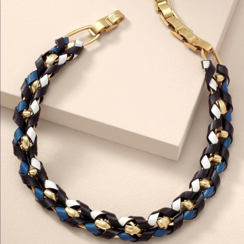 Stella & Dot Genuine Leather Corset Necklace